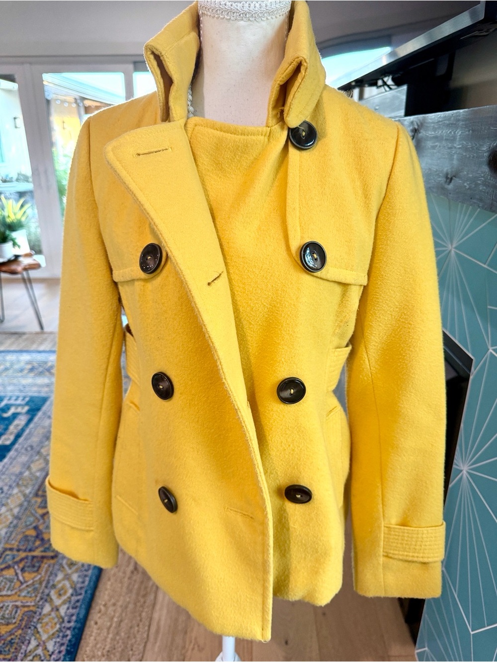 Hydraulic Yellow Double-Breasted Peacoat